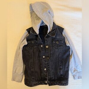 Little Bipsy Black Denim Jacket with Gray Hood